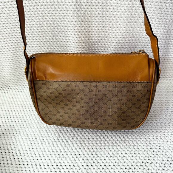 Gucci Vintage 70s Era Micro GG Monogram Crossbody Tan Canvas PVC Crossbody Bag - Picture 6 of 16